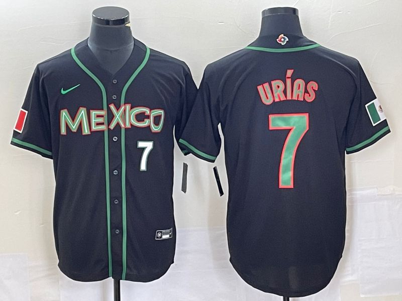 Men 2023 World Cub Mexico #7 Urias Black green Nike MLB Jersey6